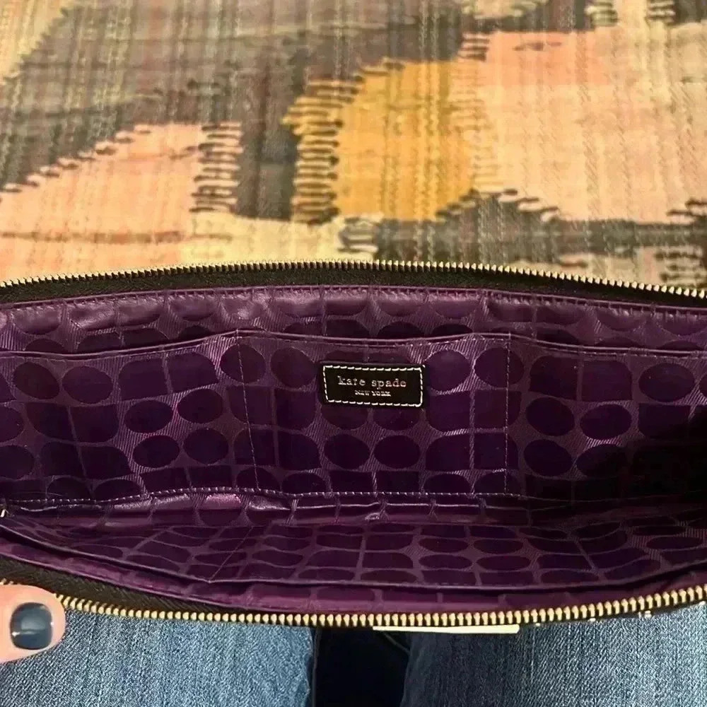 KATE SPADE Black & Bone Canvas Stucco Clutch - Picture 10 of 10